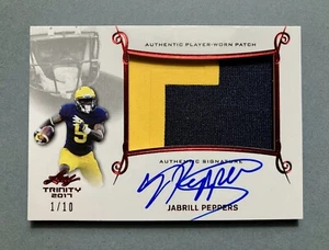 2017 JABRILL PEPPERS Leaf Trinity Red RPA On Card Auto 1/10 Card# PA-JP1 - Picture 1 of 7