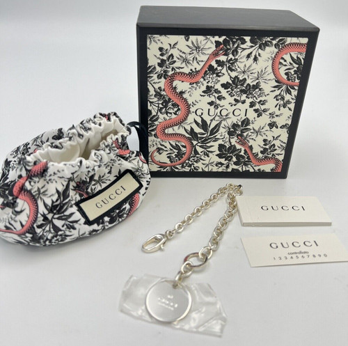 BRACCIALE GUCCI CHARM LINK ARGENTO STERLING MARCHIO INCISO NUOVO CON ETICHETTE AUTENTICO