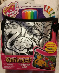 Glitterazzi Fashions You Color Flamingo Hipster Bag with 5 Markers ~Brand New - Picture 1 of 2