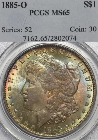 1885-O $1 PCGS MS65 Dual Sided Toner Morgan Silver Dollar Cover