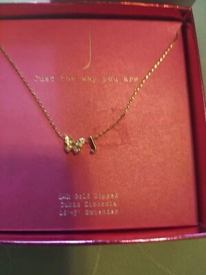 necklace Pave Butterfly with Letters J 16" Gold Dipped Chain With 3" Extender. - Image 1 of 4
