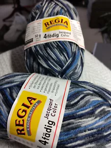 100G REGINA SOCK WOOL 75% WOOL - JACQUARD - SHADES OF BLUE - Picture 1 of 1