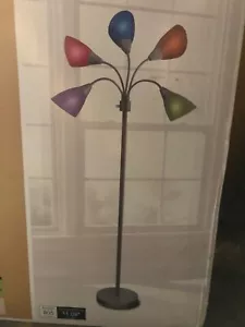 Hampton Bay Floor Lamp silver finish, color heads - Picture 1 of 3