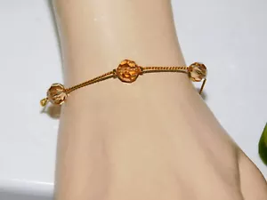 Swarovski Cigno Cristallo Austriaco Perlina Oro Topazio Graziosa 19.7cm Bracelet - Foto 1 di 3