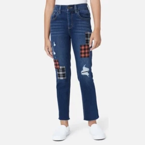 Justice Girl's Size 8 Medium Wash Patchwork Denim Jeans - NWT - Picture 1 of 9