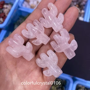 1,3 Zoll natürlicher rosa Rosenquarz geschnitzter Kristall Kaktus Schädel Reiki Geschenk. 5 Stck. - Bild 1 von 6