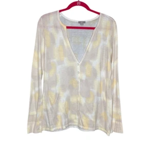 J. Jill XS grau gelb Aquarell Oversize Bambus Baumwollmischung Strickjacke Pullover - Bild 1 von 4