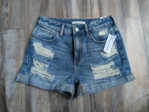 NWT NEW Pacsun Mom Short Size 25 Distressed 2.25" Inseam Jean Shorts Jorts Denim - Picture 1 of 4