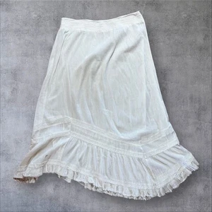 White Crinkle Asymmetrical Prairie Maxi Skirt 100% Cotton Urban Outfitters XL - Picture 1 of 6