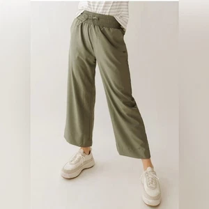 Albion Audrey Wide Leg Pants Lightweight Olive Small Petite - Picture 1 of 12