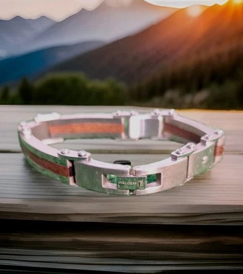 Браслет Italgem Aasir с ионным покрытием нержавеющая сталь дерево инкрустация браслет - Изображение 1 из 4