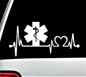 Star of Life Heartbeat Decal Sticker EMT Paramedic Ambulance Medical Emergency - Picture 1 of 4