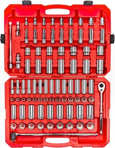 TEKTON 1/2 Inch Drive 6-Point Socket and Ratchet Set with Case, 83-Piece (3/8 - - Picture 1 of 12