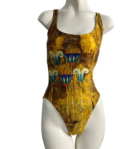 Vintage Gottex One-Piece Swimsuit Multicolors Padded Cups Sz 38 Art Deco Design - Picture 1 of 10