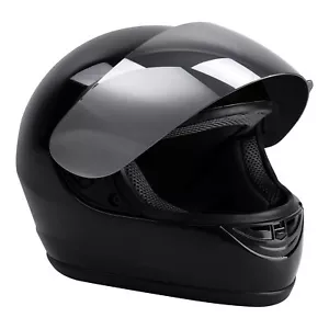 Motorcycle DOT Adult Mirror Shield Gloss Black Full Face Street Helmet Size S - Picture 1 of 7