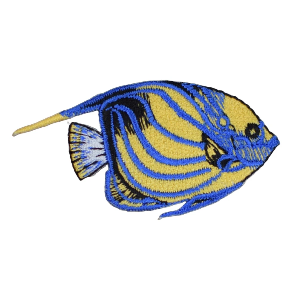 Small Blue-Ring Angelfish Applique Patch - Ocean Tropical Fish Snorkeling Badge - Image 1 of 1