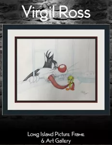 Virgil Ross original signiertes Modellblatt Zeichnung Sylvester Tweety maßgeschneidert gerahmt - Bild 1 von 7