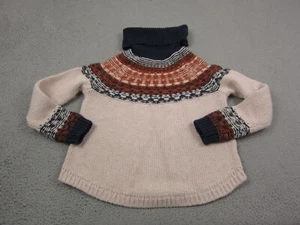 Madewell Sweater Womens Medium Mauve Blue Alpaca Cotton Turtleneck Chunky Knit - Picture 1 of 12