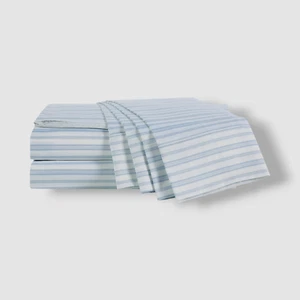 Wellbeing By Sunham Blue Striped 6-Pc. Sheet Set Size California King - Picture 1 of 3