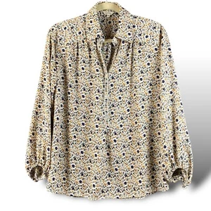 Max Studio geblümte Bluse Damen Gr. S Langarm 3/4 Button Down Kragen Oberteil - Bild 1 von 10