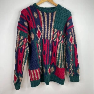 Vintage Northern Isles Sweater M 3D Knit Cable Textured 90s Dad Cosby Biggie - Picture 1 of 12