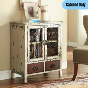 Rustic Industrial Accent Chest Cabinet w/ Drawers Display Console Weathered Look