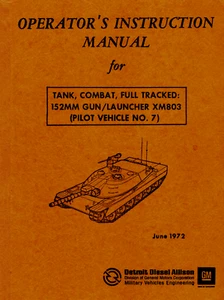 552 páginas 1972 XM803 MBT 70 tanque de batalla principal prototipo manual en CD de datos - Imagen 1 de 24