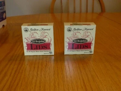 Tapas de tarro de conservas bucales regulares Golden Harvest 2 cajas (24 tapas) nuevas en caja Foto 1 de 4