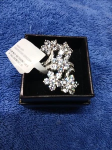 Size 8 Designer Big Sterling Ring Made With White Zirconia From Swarovski (582) - Picture 1 of 9