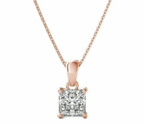 OFF WHITE 5 ct. Ciondolo Diamante Bianco Trattato Principessa Tagliato In Argento Sterling 925