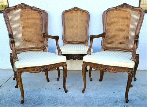 HENREDON French Provincial Cane Back Dining Chairs Model 2377 - Set of 5 Cover