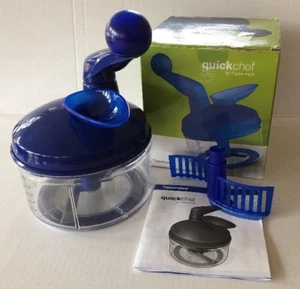 Tupperware Quick Chef System Küchenzerkleinerer Mixer mit Box Saphirblau 1260 Selten! - Bild 1 von 12