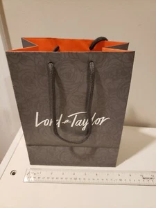 5x Lord & Taylor Paper Bag 8 x 10.5 x 4.5 inches gray orange shopping bag - Picture 1 of 3