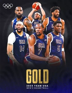 Impresión fotográfica de baloncesto de Estados Unidos de los Juegos Olímpicos de París 2024 / Tú eliges el tamaño - Imagen 1 de 1