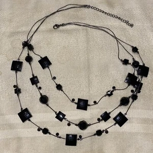 Black Chain Rhinestones Necklace Dainty Yet Substantial Detailed Statement - Picture 1 of 4