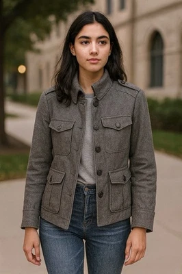 Rag & Bone Women’s Military Jacket Size 2 Grey Wool Blend Utility Style - Image 1 of 4