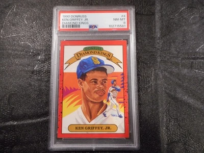 1990 Donruss Diamond Kings Ken Griffey Jr #4 PSA 8 NM-MT 581 - Image 1 of 2
