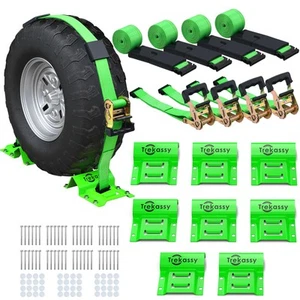 Wheel Chock Tie-Down Kit with Rubber Blocks, (4,400lb Break Strength) Heavy D... - Bild 1 von 7