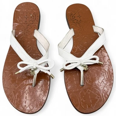 Sandalias de Tanga Kate Spade New York Charles Cuero Blanco Lazo Talla 9.5M Foto 1 de 4