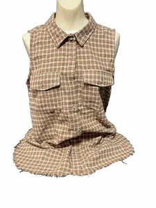 Túnica grande sin mangas con botones a cuadros para mujer No Comment nueva con etiquetas - Imagen 1 de 2