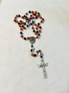 DETROIT TIGERS ROSARY NECKLACE JEWELRY GLASS BEAD BASEBALL LOGO MLB - Picture 1 of 6