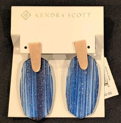 Pendientes colgantes Kendra Scott Stone Aragón en azul marino con oro rosa en polvo ¡NUEVOS CON ETIQUETAS! Foto 1 de 4