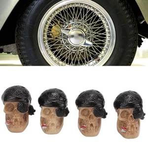 .* Black 4PCS/Set Tire Valve Cap Skull Shape With Rubber Ring For Cars - Picture 1 of 22