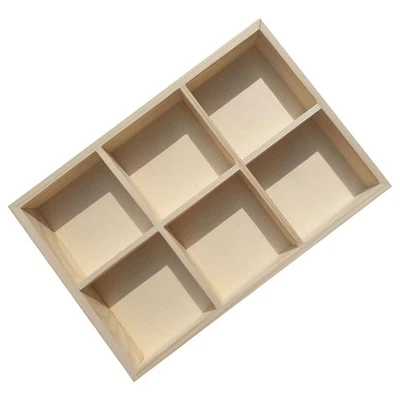 Painting Pigment Storage Box Crayon Wooden Box Portable 6-grid Storage Case - Image 1 of 4