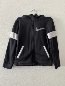 Nike Dri-Fit Boys Hooded Track Jacket Black/White, Size 6/M 5-6yrs - Picture 1 of 3