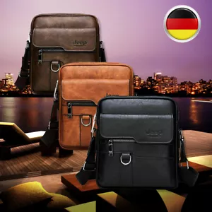Herren Schultertasche Umhängetasche Echt Leder Handtasche Braun Messenger Tasche - Bild 1 von 14