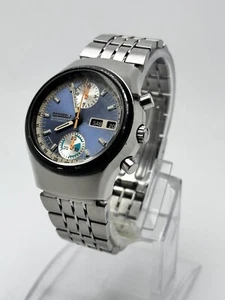 Vintage Citizen Chronograph Challenge Timer Flyback 67-9038 8110A Silver Blue - Picture 1 of 8