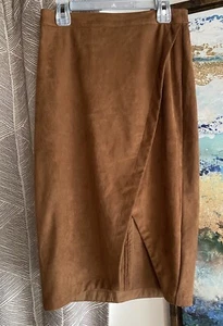Abercrombie & Fitch Skirt Women Size XSP Suede Brown NEW - Picture 1 of 10