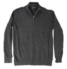 ZIP NECK Mens 1/4" Zipper Jumper/Sweater Cotton LARGE L Charcoal Grey Marl -UK