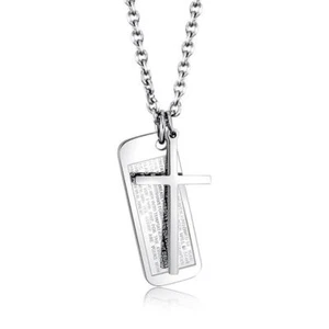 Collar Unisex Acero Inoxidable Plata Cruz Colgante Grande 40x22x2mm - Imagen 1 de 4